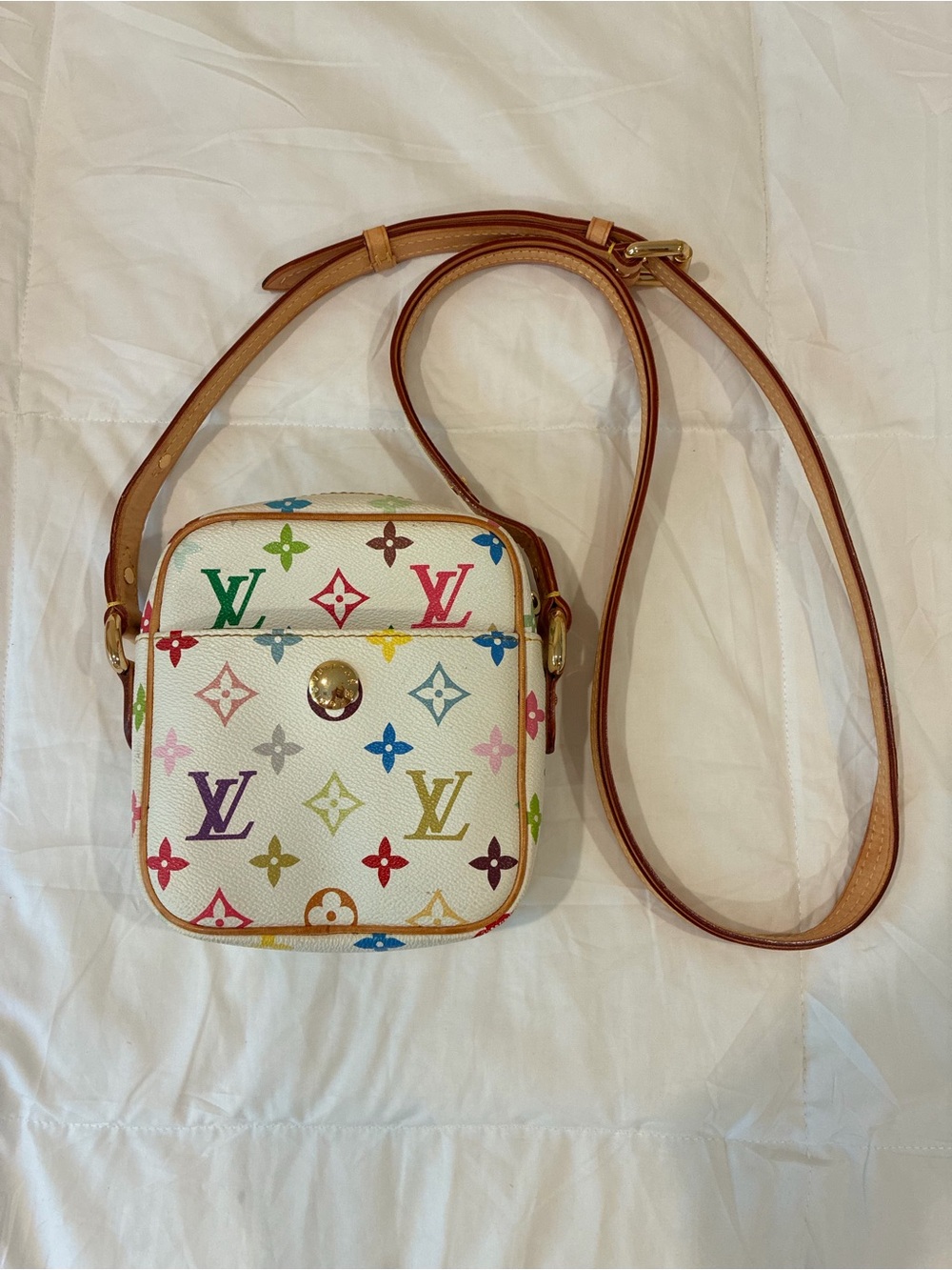 Multicolor Monogram Crossbody Bag - White